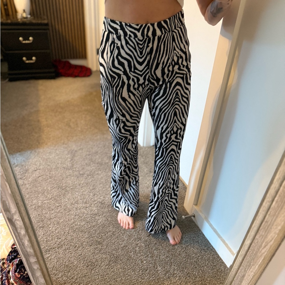 SHEIN Black Velvet Striped Pants